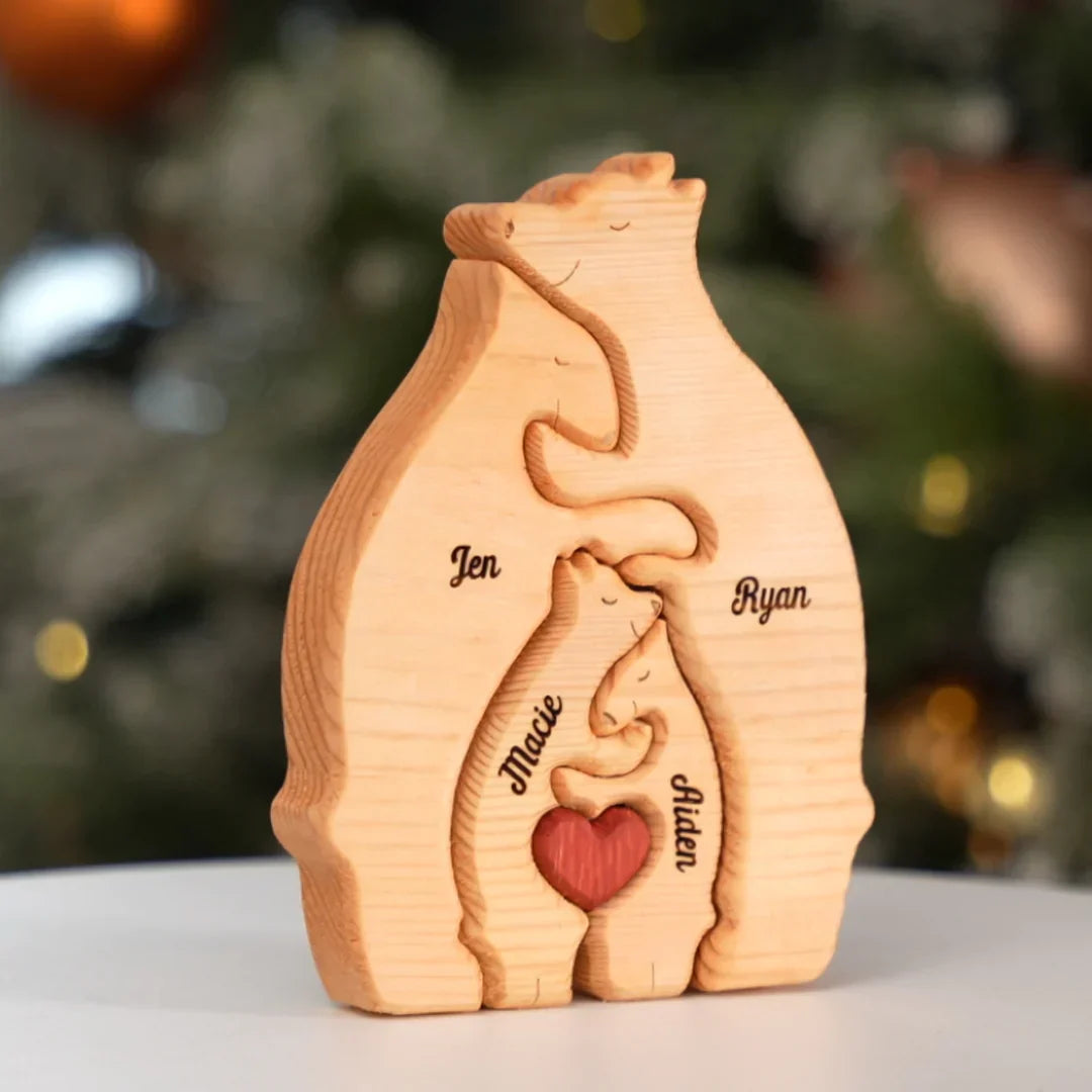 Puzzle orso familiare personalizzato in legno 