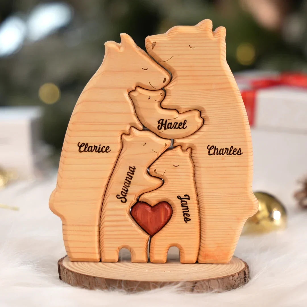 Puzzle orso familiare personalizzato in legno 