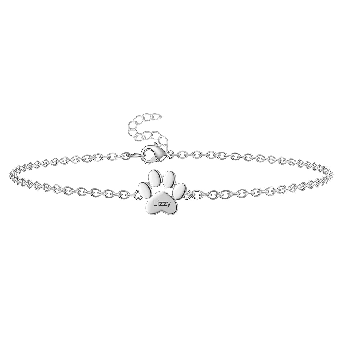 Personalizowana bransoletka z łapką ze stali nierdzewnej unisex, model Tinou — Srebrny, zdjęcie 10